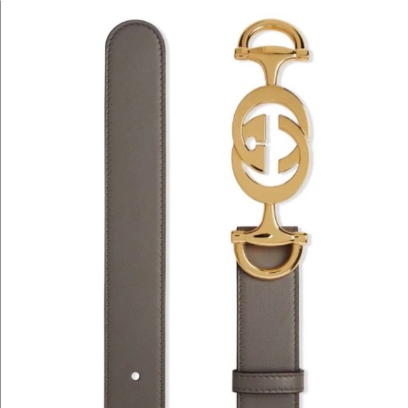Gucci Leather Belt with Interlocking G Horse-bit Buckle in Taupe Gray - Picture 7 of 7